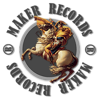 Maker Record Logo showing Napoleon crossing the alps on horseback pointing at Maker Records©